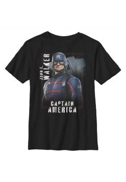Henry Tiger Unisex MARVEL CAPTAIN AMERICA WALKER HERO - T-Shirt Print - Black