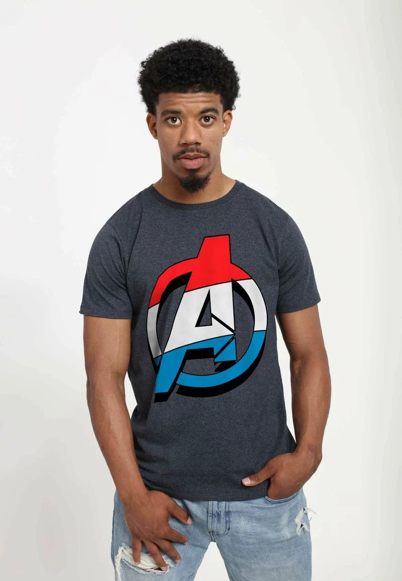 Henry Tiger Unisex MARVEL AVENGERS CLASSIC - PATRIOTIC AVENGER - T-Shirt Print - Melange Black 1 Henry Tiger Unisex MARVEL AVENGERS CLASSIC - PATRIOTIC AVENGER - T-Shirt Print - Melange Black