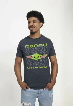 Henry Tiger STAR WARS UNISEX GROGU BIG FACE - T-Shirt Print - Grey