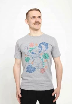 Henry Tiger Unisex DISNEY CLASSICS LILO & STITCH - RETRO TROPICAL TONAL STITCH - T-Shirt Print - Melange Grey