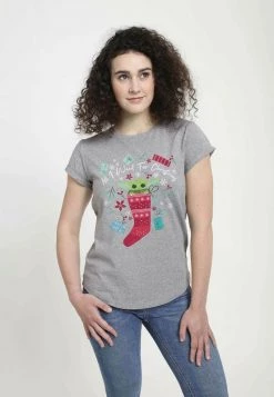 Henry Tiger Damen STAR WARS ALL I WANT FOR CHRISTMAS - T-Shirt Print - Melange Grey