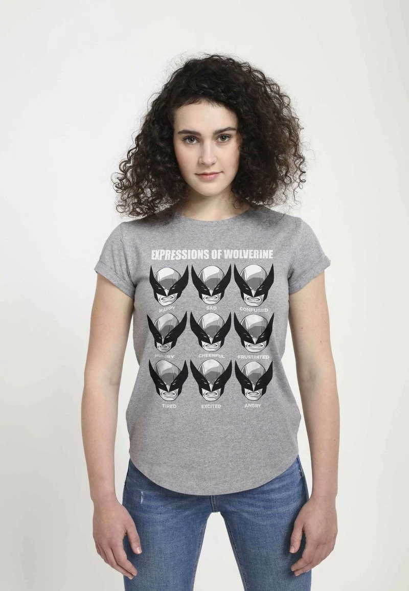 Henry Tiger MARVEL EXPRESSIONS OF WOLVERINE - T-Shirt Print - Melange Grey | Damen 3 Henry Tiger MARVEL EXPRESSIONS OF WOLVERINE - T-Shirt Print - Melange Grey | Damen – Bild 3