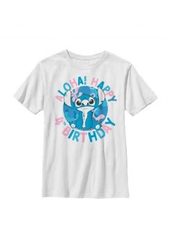 Henry Tiger Unisex DISNEY CLASSICS STITCH 4TH BIRTHDAY - T-Shirt Print - White