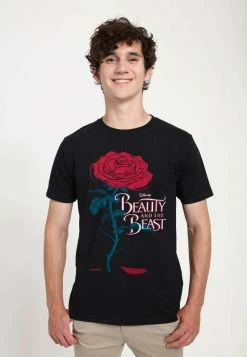 Henry Tiger Unisex DISNEY BEAUTY & THE BEAST: LIVE ACTION - LOGO ROSE - T-Shirt Print - Black
