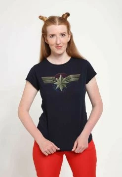 Henry Tiger Damen MARVEL CAPTAIN MARVEL - MARVEL COSTUME LOGO - T-Shirt Print - Navy Blue