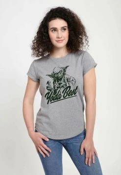 Henry Tiger Damen STAR WARS: CLASSIC - BEST YODA - T-Shirt Print - Melange Grey
