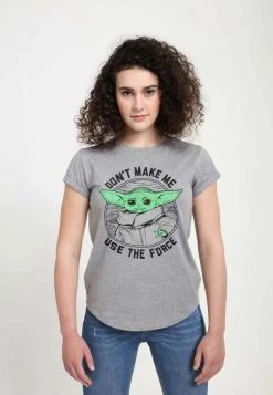 Henry Tiger Damen STAR WARS: THE MANDALORIAN - DON'T MAKE ME - T-Shirt Print - Melange Grey