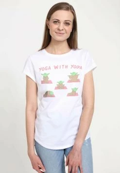 Henry Tiger Damen STAR WARS: CLASSIC - YOGA WITH YODA - T-Shirt Print - White