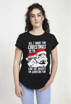 Henry Tiger Damen STAR WARS WOMEN'S DROIDS IM LOOKING FOR T-SHIRT - T-Shirt Print - Black