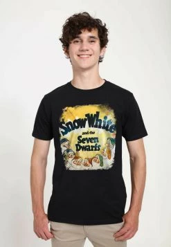 Henry Tiger Unisex DISNEY SNOW WHITE - VINTAGE DWARFS - T-Shirt Print - Black