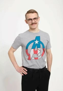 Henry Tiger Unisex MARVEL AVENGERS CLASSIC - AVENGER CAPTIAN AMERICA - T-Shirt Print - Melange Grey -Günstiges Henry Tiger Geschäft ae16a663d6334cd78722a3d37027884e