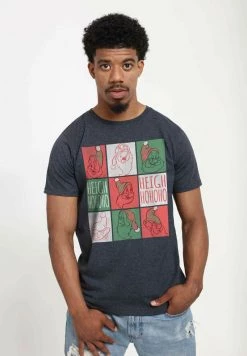 Henry Tiger Herren DISNEY SANTA SQUARES - T-Shirt Print - Melange Black