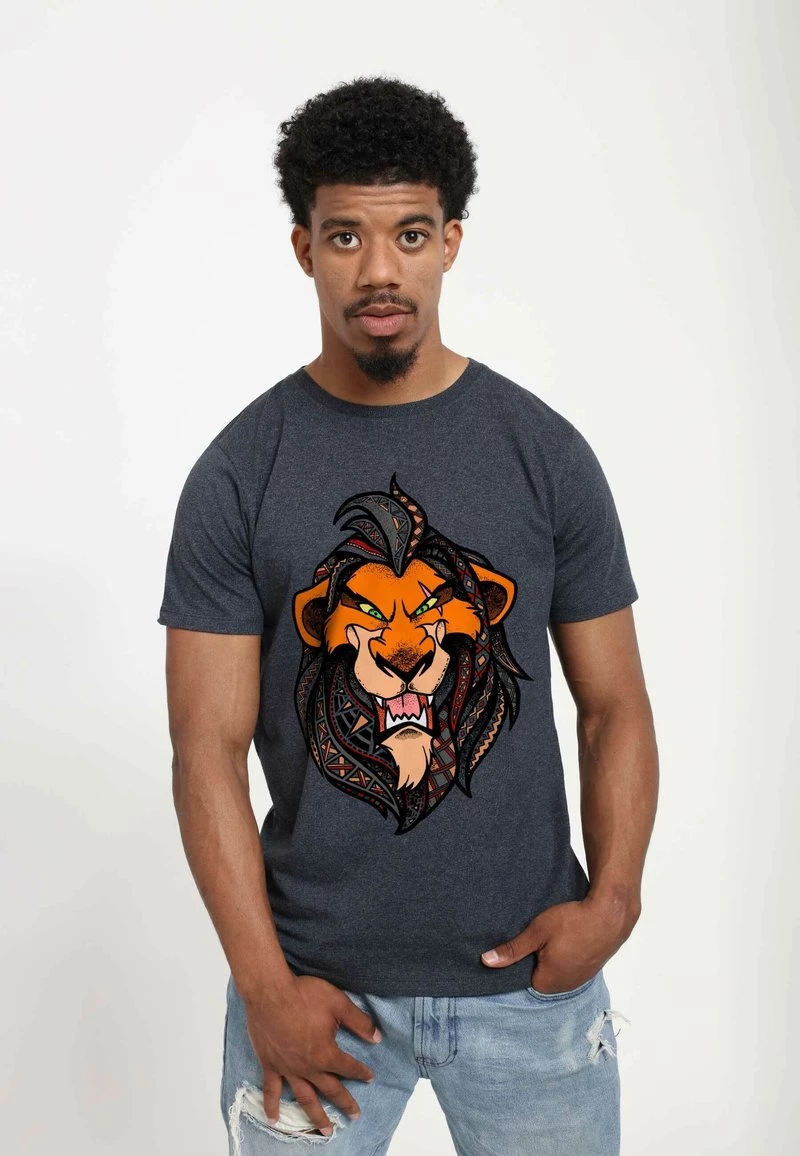 Henry Tiger Unisex DISNEY THE LION KING - PATTERNED SCAR - T-Shirt Print - Melange Black 1 Henry Tiger Unisex DISNEY THE LION KING - PATTERNED SCAR - T-Shirt Print - Melange Black
