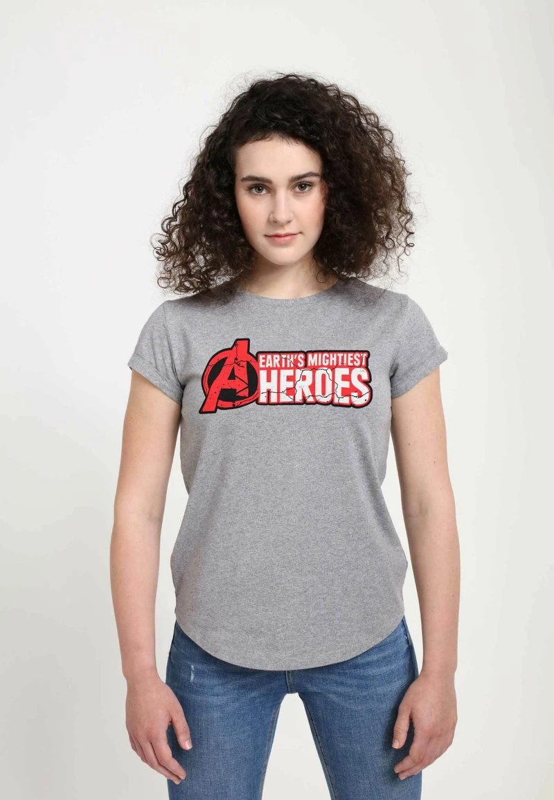 Henry Tiger Damen MARVEL AVENGERS CLASSIC - AVENGER CRACKS - T-Shirt Print - Melange Grey 2 Henry Tiger Damen MARVEL AVENGERS CLASSIC - AVENGER CRACKS - T-Shirt Print - Melange Grey – Bild 2