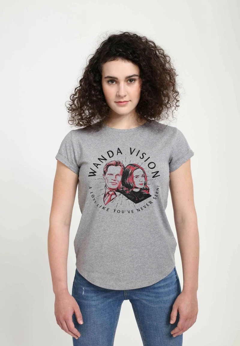 Henry Tiger Damen MARVEL WANDA BADGE - T-Shirt Print - Melange Grey 1 Henry Tiger Damen MARVEL WANDA BADGE - T-Shirt Print - Melange Grey