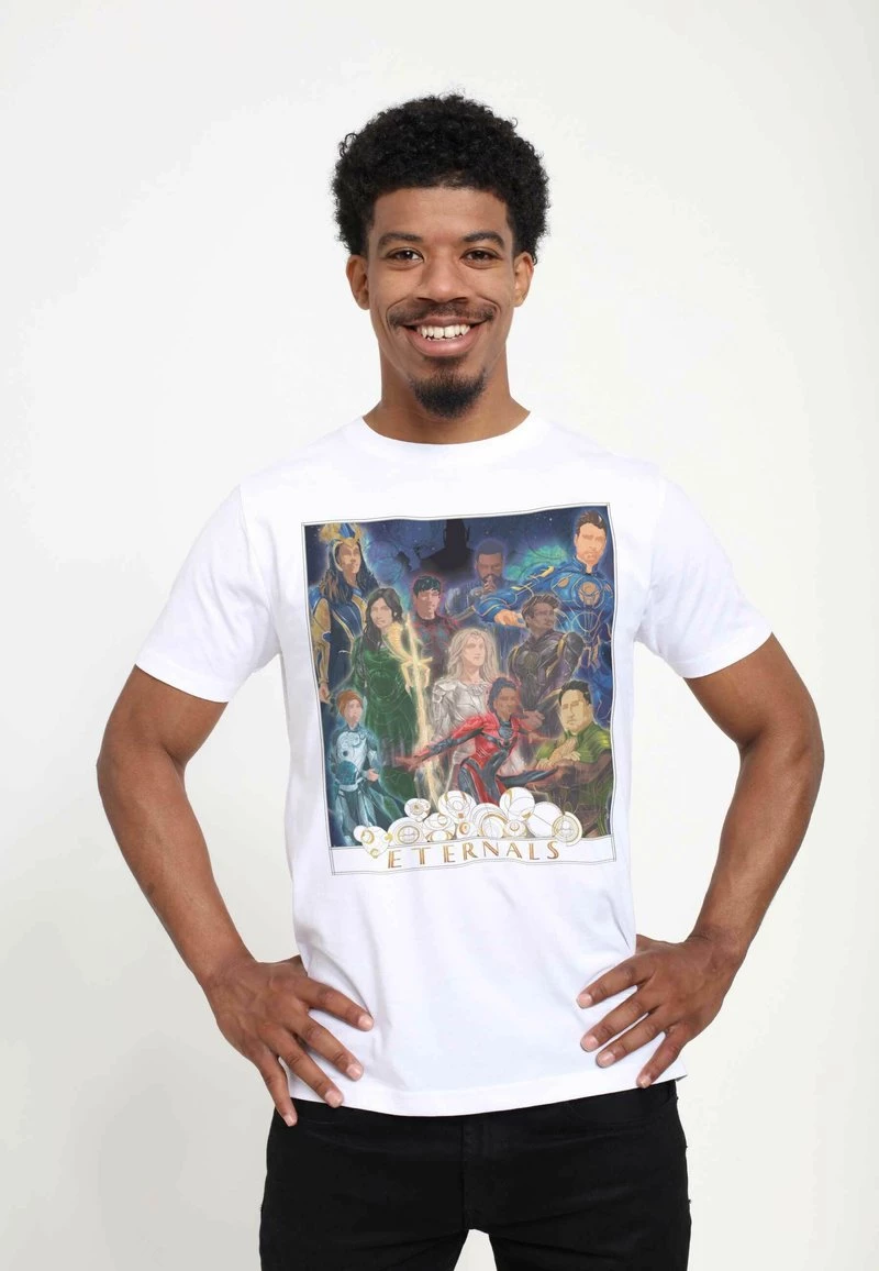 Henry Tiger Unisex MARVEL ETERNALS GOLD FRAME POSTER - T-Shirt Print - White 1 Henry Tiger Unisex MARVEL ETERNALS GOLD FRAME POSTER - T-Shirt Print - White