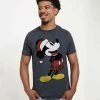 Henry Tiger DISNEY CLASSICS UNISEX PLAID MICKEY - T-Shirt Print - Melange Black