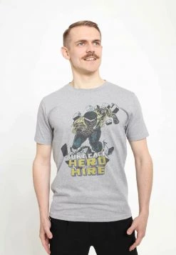 Henry Tiger Unisex MARVEL DEFENDERS - HERO FOR HIRE - T-Shirt Print - Melange Grey
