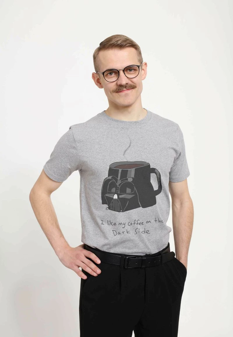 Henry Tiger Unisex STAR WARS: CLASSIC - COFFEE ON THE DARK SIDE - T-Shirt Print - Melange Grey 3 Henry Tiger Unisex STAR WARS: CLASSIC - COFFEE ON THE DARK SIDE - T-Shirt Print - Melange Grey – Bild 3