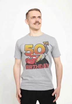 Henry Tiger Unisex PIXAR CARS 2 - LIGHTNING BIRTHDAY 50 - T-Shirt Print - Melange Grey