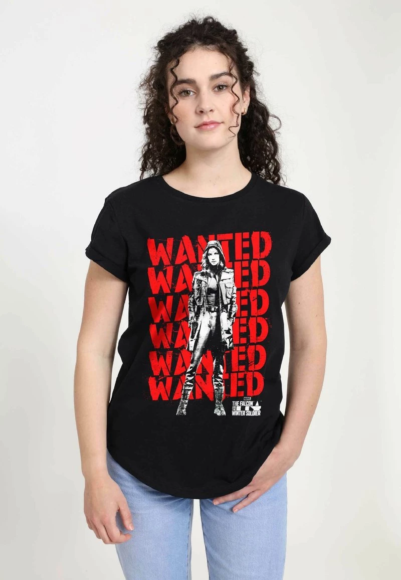 Henry Tiger Damen MARVEL WANTED REPEATING RED - T-Shirt Print - Black 1 Henry Tiger Damen MARVEL WANTED REPEATING RED - T-Shirt Print - Black