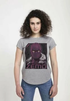 Henry Tiger Damen MARVEL BADGE OF ZEMO - T-Shirt Print - Melange Grey
