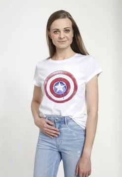 Henry Tiger Damen MARVEL PAINT SHIELD - T-Shirt Print - White -Günstiges Henry Tiger Geschäft c3bbc244f4714634a55383d329123535
