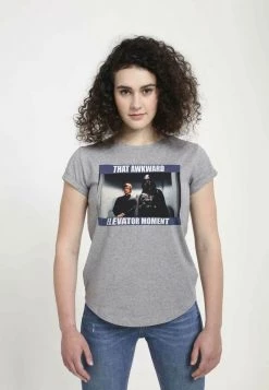 Henry Tiger Damen STAR WARS AWKWARD ELEVATOR MOMENT - T-Shirt Print - Melange Grey