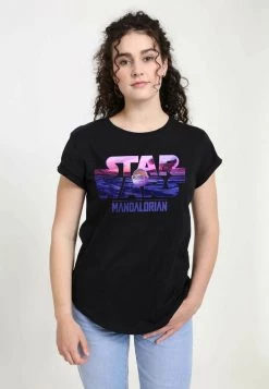 Henry Tiger Damen STAR WARS: THE MANDALORIAN - CHILD LOGO FILL - T-Shirt Print - Black