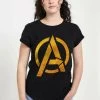 Henry Tiger Damen MARVEL AVENGERS CLASSIC - GOLD FOIL AVENGERS - T-Shirt Print - Black