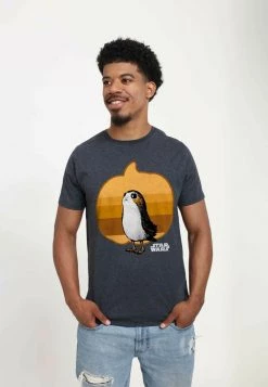 Henry Tiger STAR WARS UNISEX PORG SIMPLE PUMPKIN - T-Shirt Print - Melange Black