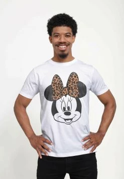 Henry Tiger Unisex DISNEY CLASSICS MICKEY CLASSIC - MODERN MINNIE FACE LEOPARD - T-Shirt Print - White