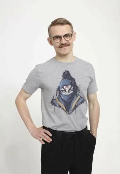 Henry Tiger Unisex MARVEL MASKED - T-Shirt Print - Melange Grey