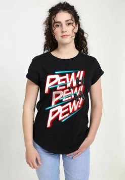Henry Tiger Damen STAR WARS: LAST JEDI - PEW PEW PEW - T-Shirt Print - Black