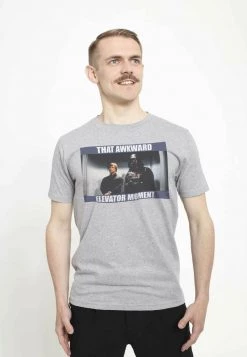 Henry Tiger STAR WARS UNISEX AWKWARD ELEVATOR MOMENT - T-Shirt Print - Melange Grey