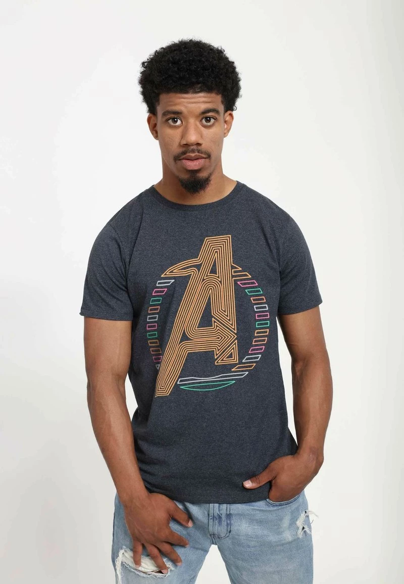 Henry Tiger Herren MARVEL AVENGERS CLASSIC - NEON AVENGERS ICON - T-Shirt Print - Melange Black 3 Henry Tiger Herren MARVEL AVENGERS CLASSIC - NEON AVENGERS ICON - T-Shirt Print - Melange Black – Bild 3