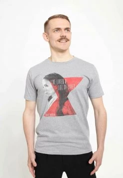 Henry Tiger Unisex MARVEL BLACK WIDOW - LIVES OF WIDOW - T-Shirt Print - Melange Grey
