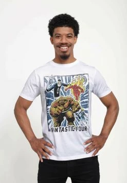 Henry Tiger Unisex MARVEL OTHER - FANTASTIC FOUR CARD - T-Shirt Print - White
