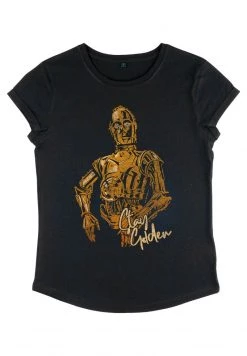 Henry Tiger Damen STAR WARS: THE MANDALORIAN - C3PO STAY GOLDEN - T-Shirt Print - Black -Günstiges Henry Tiger Geschäft d8380fa02e7943c48ea75a1412d8476b