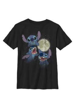 Henry Tiger Unisex DISNEY THREE STITCH MOON - T-Shirt Print - Black