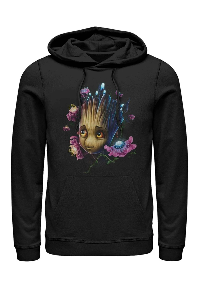 Henry Tiger MARVEL UNISEX GROOT FLOWERS - Kapuzenpullover - Black 1 Henry Tiger MARVEL UNISEX GROOT FLOWERS - Kapuzenpullover - Black