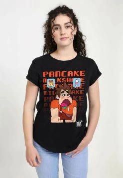 Henry Tiger Damen DISNEY WRECK-IT RALPH - PANCAKE MILKSHAKE - T-Shirt Print - Black