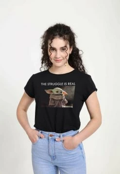 Henry Tiger STAR WARS: THE MANDALORIAN - BABY YODA MEME - T-Shirt Print - Black | Damen -Günstiges Henry Tiger Geschäft e80234738c624610aa783a33b8be4218