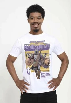 Henry Tiger Herren STAR WARS SIGNED UP MANDO - T-Shirt Print - White