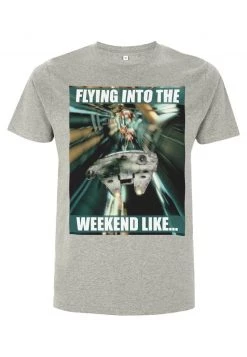 Henry Tiger STAR WARS UNISEX FLYING INTO THE WEEKEND - T-Shirt Print - Melange Grey -Günstiges Henry Tiger Geschäft f16289e222234ee9ac846482329df7c0