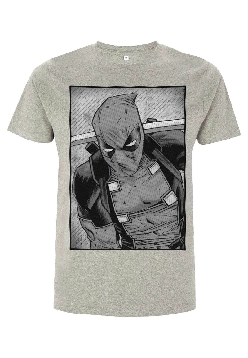Henry Tiger Unisex MARVEL DEADPOOL - DEADPOOL BLACK AND WHITE - T-Shirt Print - Melange Grey 4 Henry Tiger Unisex MARVEL DEADPOOL - DEADPOOL BLACK AND WHITE - T-Shirt Print - Melange Grey – Bild 4