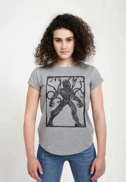 Henry Tiger Damen MARVEL KRO WOODCUT - T-Shirt Print - Melange Grey